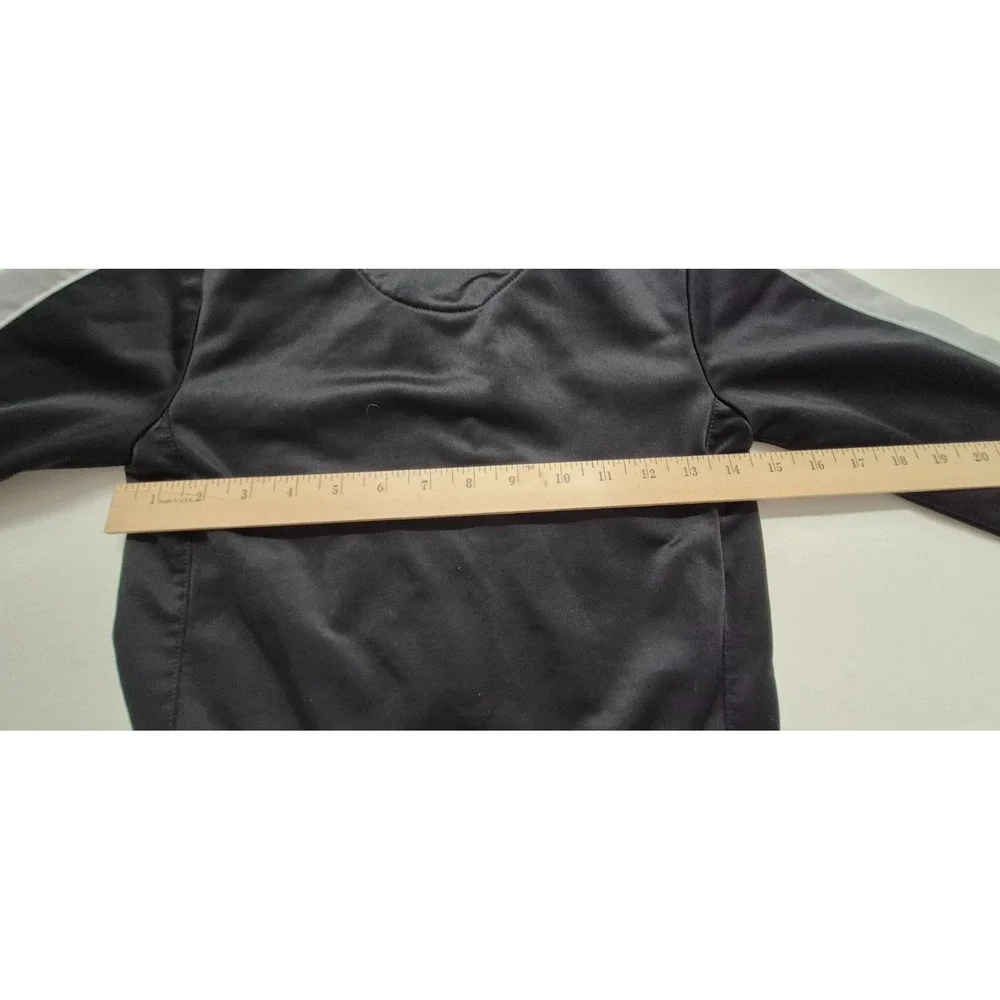 Nike boys black fully zip track jacket white logo & strips‎ on arms sz 6